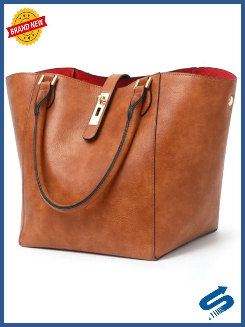 Large Work Tote Bag for Women PU Leather Bucket Purse Shoulder Handbag A4